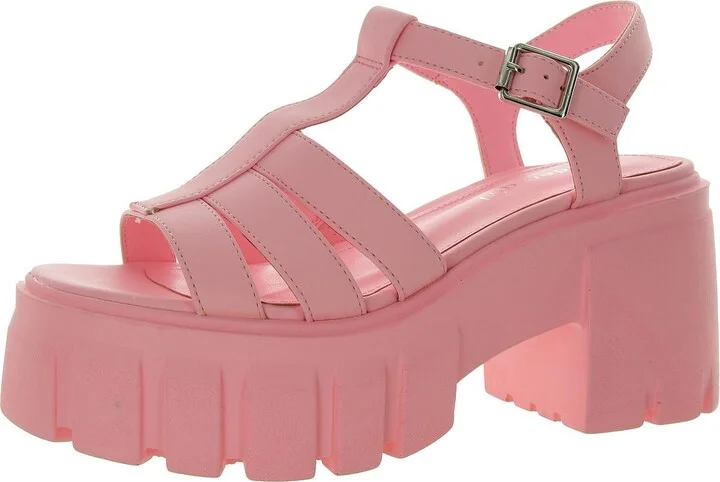 Gale Womens Faux Leather Open Toe Fisherman Sandals