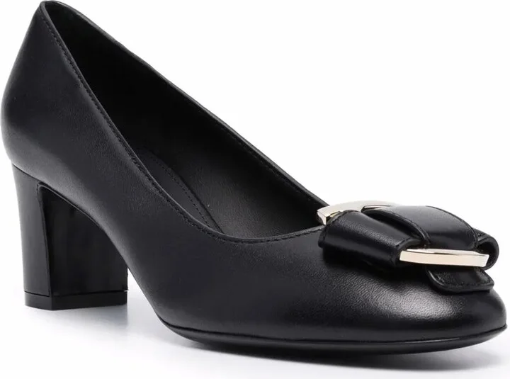 Gancini-bow leather pumps - Image 2