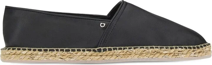 Gancini-buckle leather espadrilles