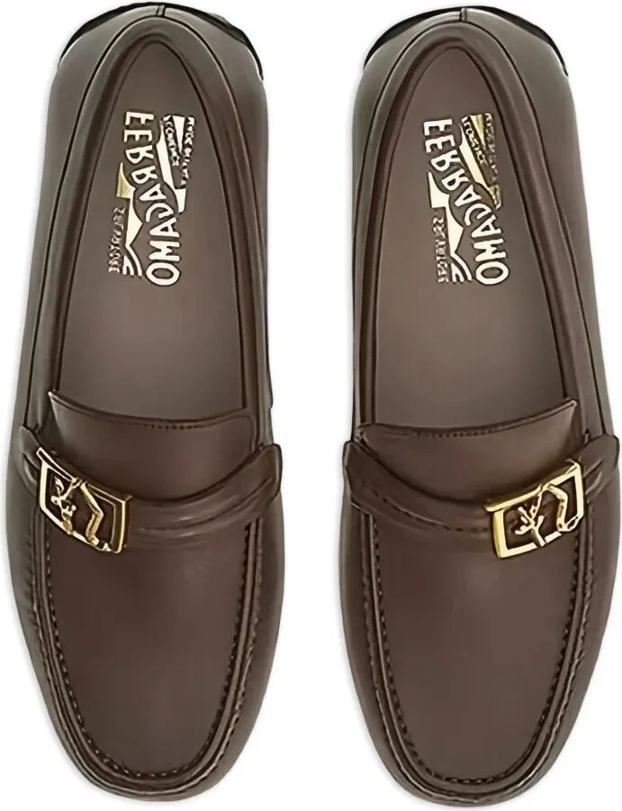 Gancini-buckle leather loafers - Image 4