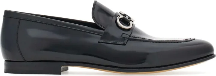 Gancini-buckle leather loafers