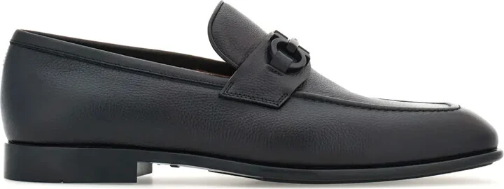 Gancini-buckle leather loafers