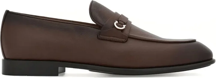Gancini-buckle leather loafers