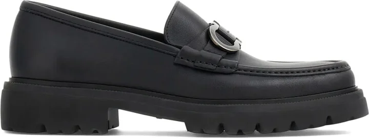 Gancini-buckle leather loafers