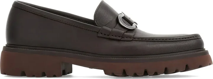 Gancini-buckle leather loafers