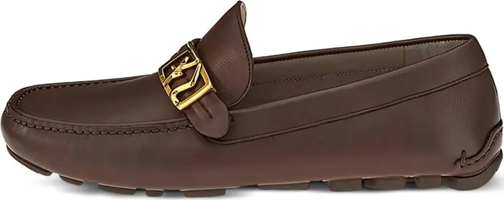 Gancini-buckle leather loafers