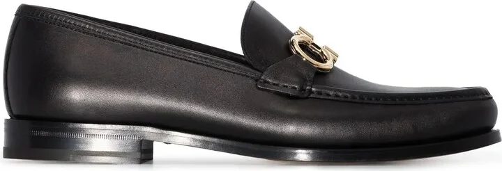 Gancini buckle leather loafers
