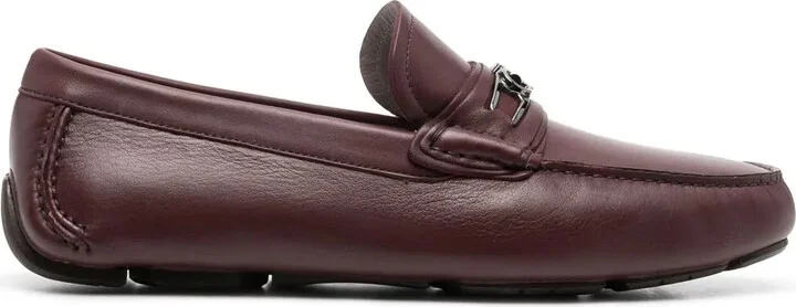 Gancini-buckle leather loafers