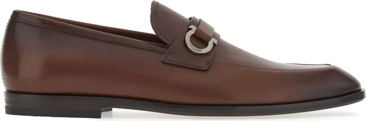 Gancini-buckle leather loafers