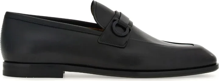 Gancini-buckle leather loafers