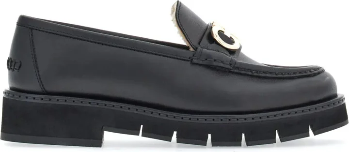 Gancini-buckle leather loafers