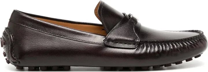 Gancini-buckle leather loafers