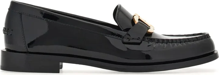 Gancini-buckle leather loafers