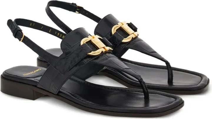Gancini-buckle leather sandals - Image 2