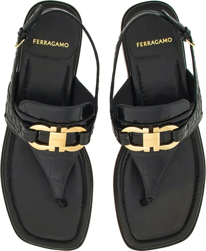 Gancini-buckle leather sandals - Image 4