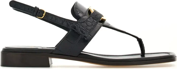 Gancini-buckle leather sandals