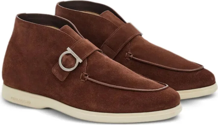 Gancini-buckle suede boots - Image 2