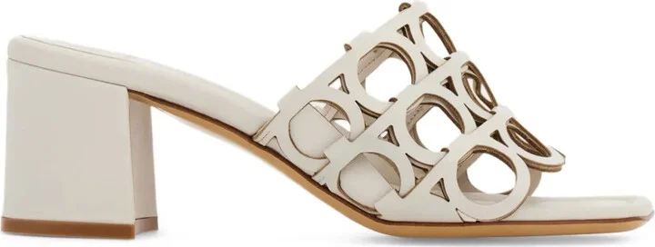 Gancini cut-out block-heel sandals