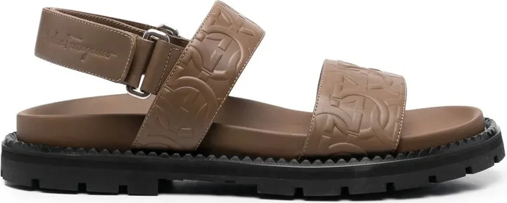 Gancini debossed sandals