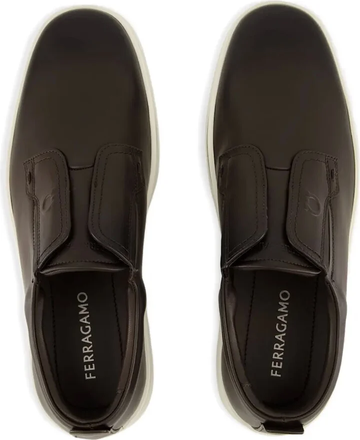 Gancini-detail leather slip-on sneakers - Image 4