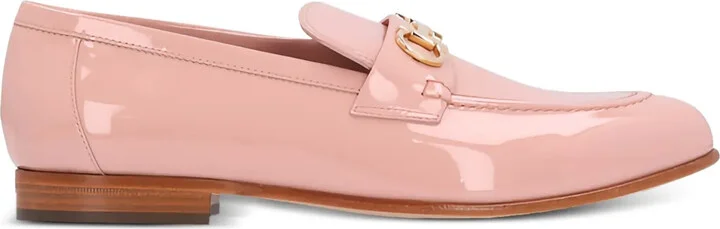 Gancini-detail patent loafers