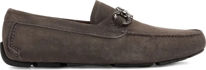 Gancini-detail suede loafers