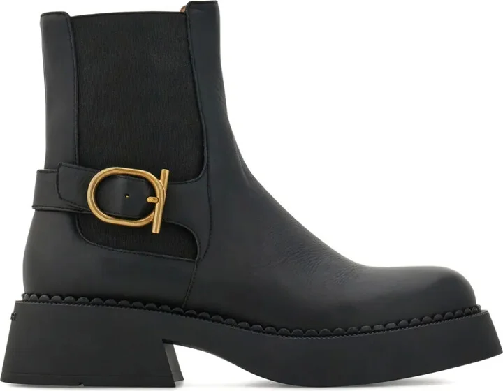 Gancini-embellished ankle boots