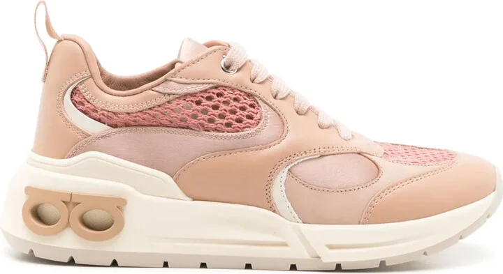 Gancini-embossed panelled sneakers