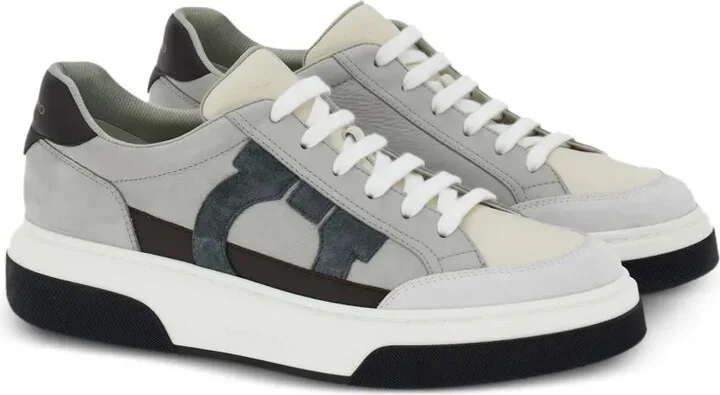 Gancini-embroidered leather sneakers - Image 2
