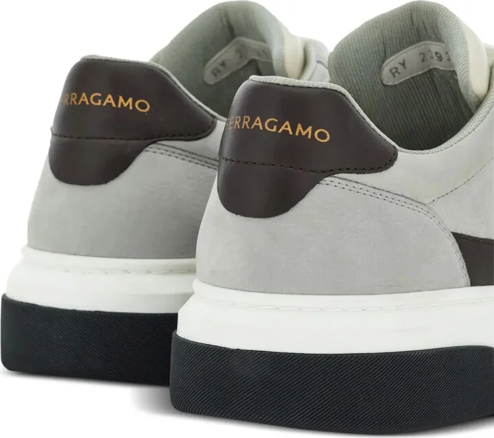 Gancini-embroidered leather sneakers - Image 3