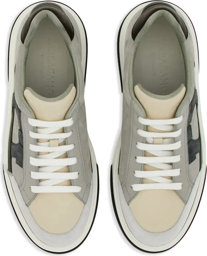 Gancini-embroidered leather sneakers - Image 4