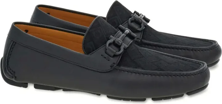 Gancini-jacquard leather loafers - Image 2