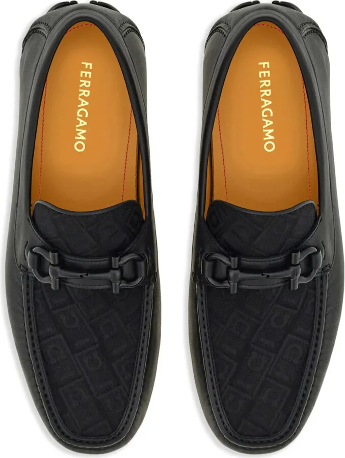 Gancini-jacquard leather loafers - Image 4