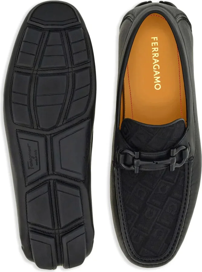 Gancini-jacquard leather loafers - Image 5