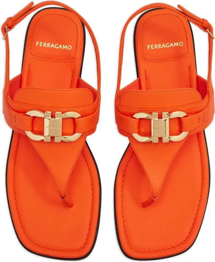 Gancini leather flat sandals - Image 4