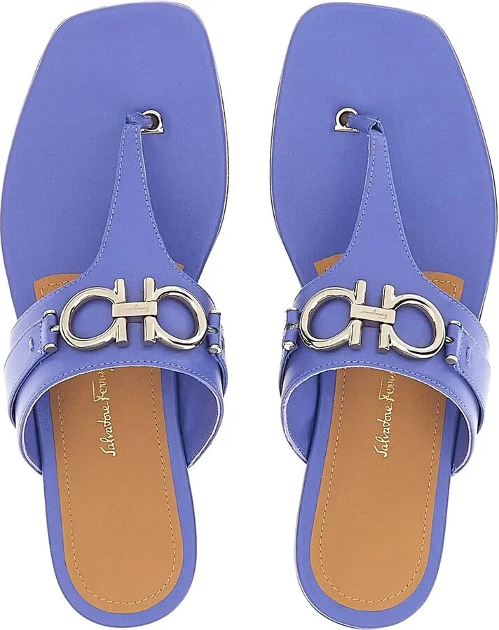 Gancini leather flat sandals - Image 4