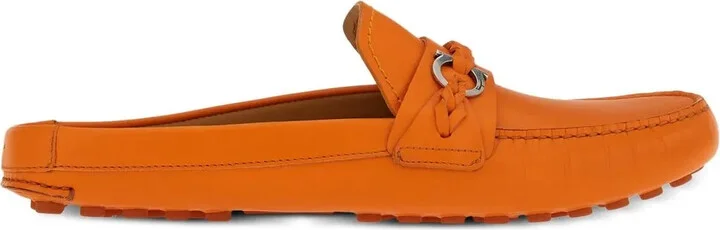 Gancini leather mules