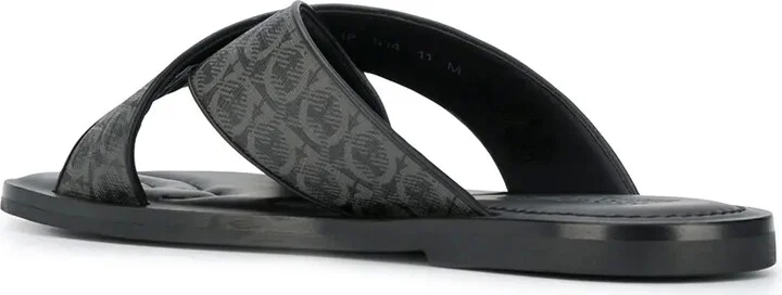 Gancini leather pool slides - Image 3