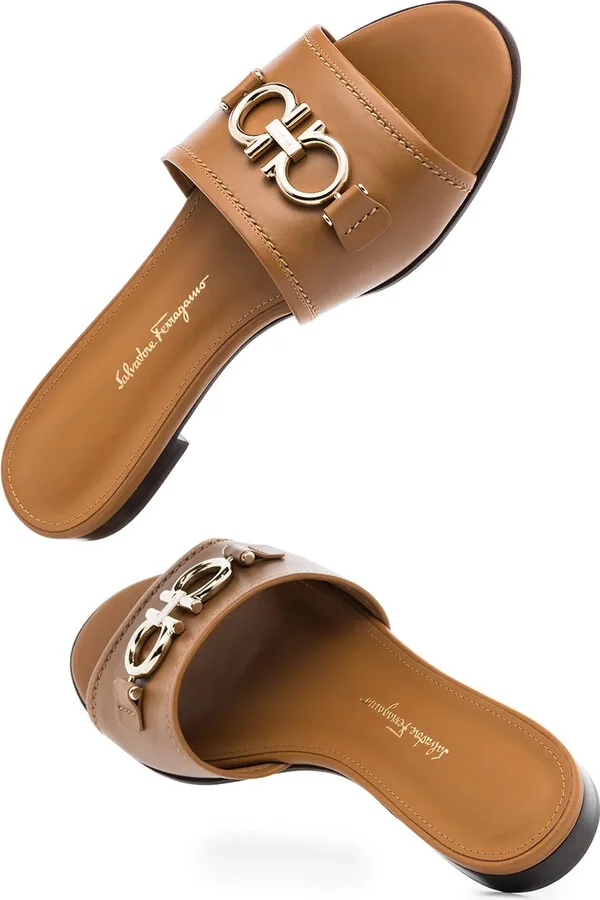 Gancini leather sandals - Image 2