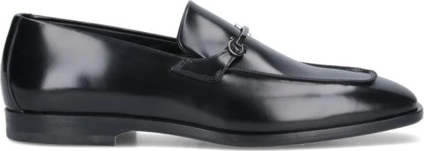 Gancini Loafers In Black Leather