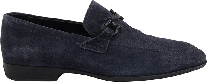 Gancini Loafers in Navy Blue Suede