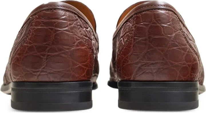 Gancini-ornament embossed-crocodile loafers - Image 3