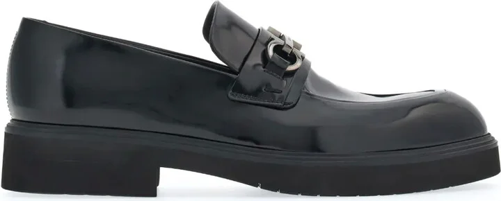 Gancini-ornament leather loafers