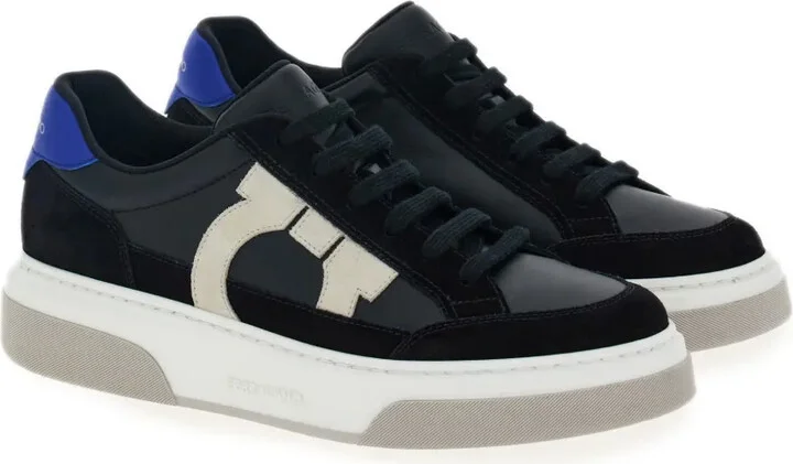 Gancini panelled leather sneakers - Image 2