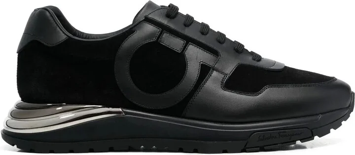Gancini-patch lace-up sneakers