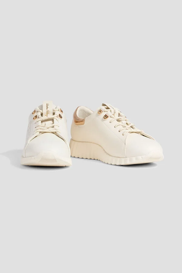 Gancini perforated leather sneakers - Image 2