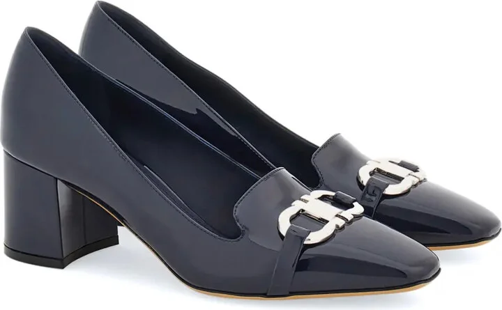 Gancini-plaque 60mm leather pumps - Image 2