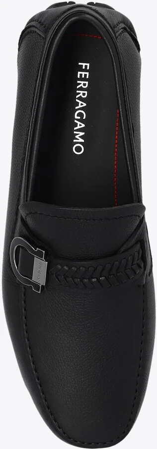 Gancini Plaque Leather Driving Loafers - Image 3