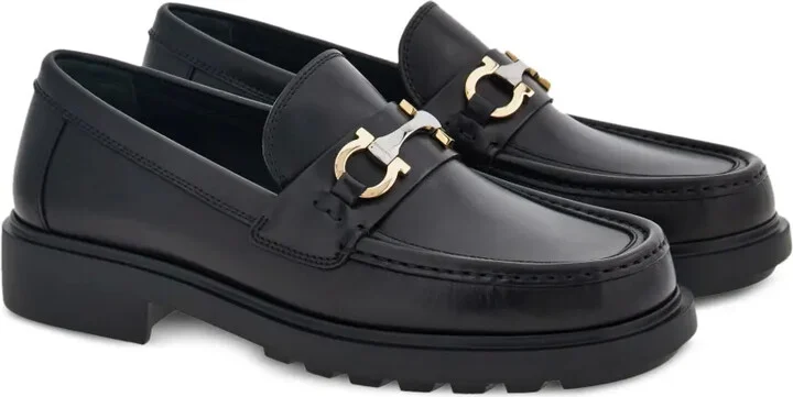 Gancini-plaque leather loafers - Image 2