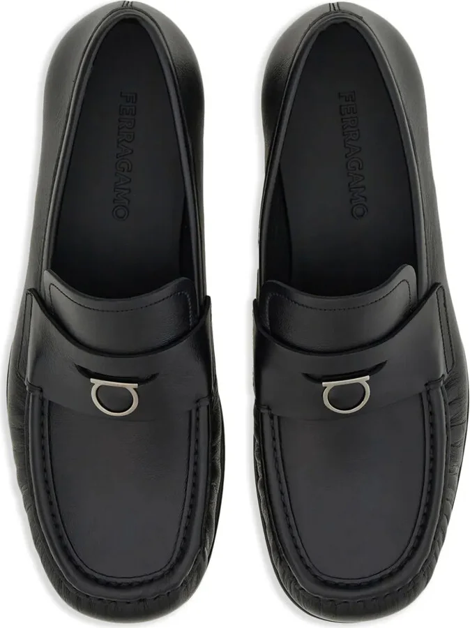 Gancini-plaque leather loafers - Image 3
